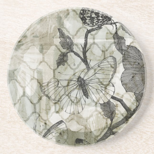 Porta-copos De Arenito Borboletas árabes II (Frente)