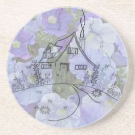 Porta-copos De Arenito Bordados de algodão e Petunias