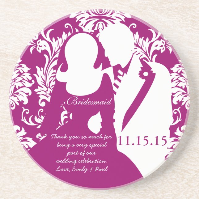 Porta-copos De Arenito Bridesmaid Wedding Node & Groom Portas copos (Frente)
