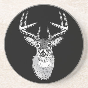 Porta-copos De Arenito Buck trophy on Black White Tail Deer