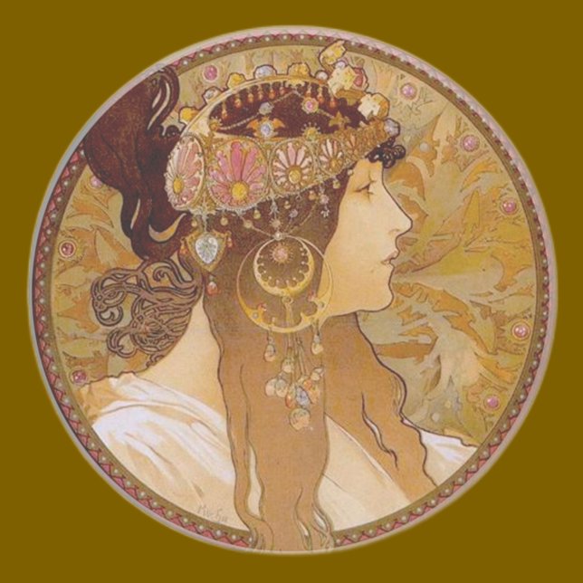 Porta-copos De Arenito Byzantine Brunette, Mucha (Criador carregado)