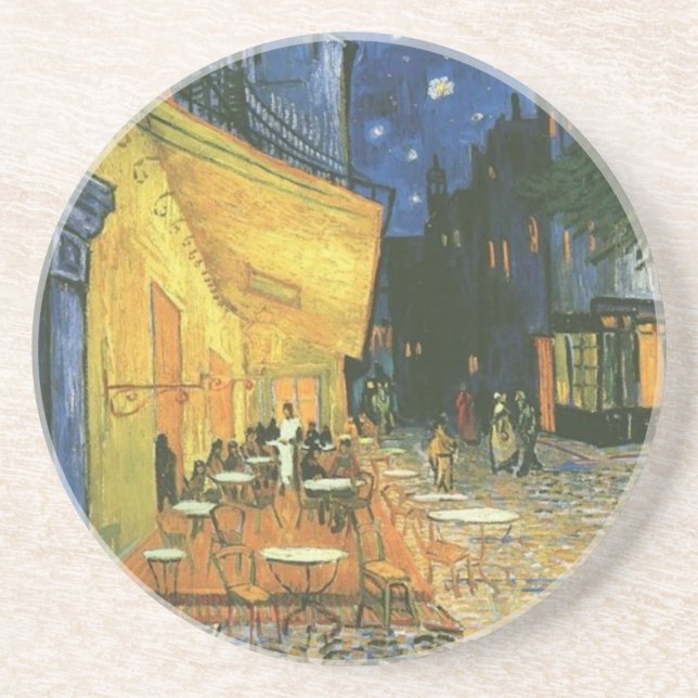 Porta-copos De Arenito Cafe Terrace - Vincent van Gogh (Frente)