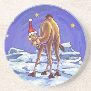 Porta-copos De Arenito Camel Christmas