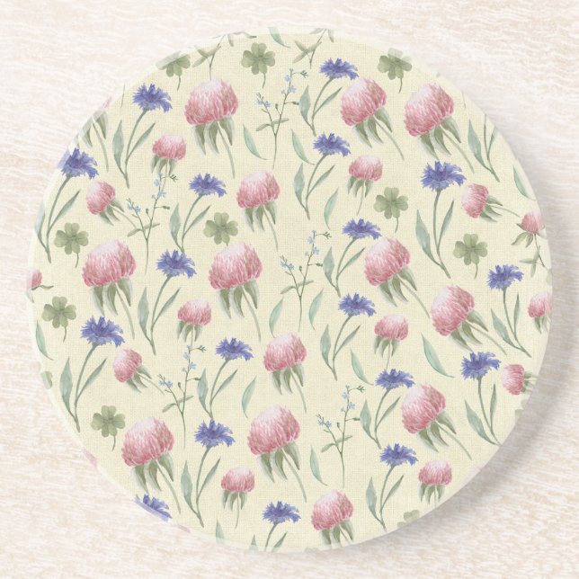 Porta-copos De Arenito Campo de flores silvestres (Frente)