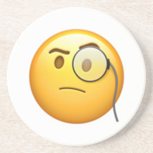 Porta-copos De Arenito Cara com Monocle - Emoji