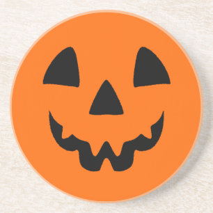 Porta-copos De Arenito Cara da Jack-O-Lanterna