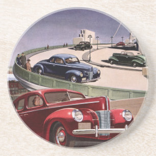 Porta-copos De Arenito Carros vintage, Viagem Classic Sedans Road em Free