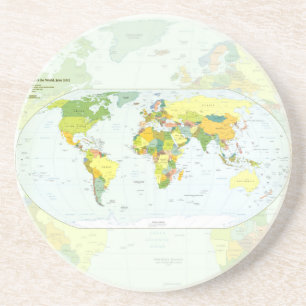 Porta-copos De Arenito Cartaz do Atlas Político do Mapa Mundial: Decoraçã