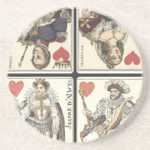 Porta-copos De Arenito Cartões de jogo do vintage - reis e Queens dos