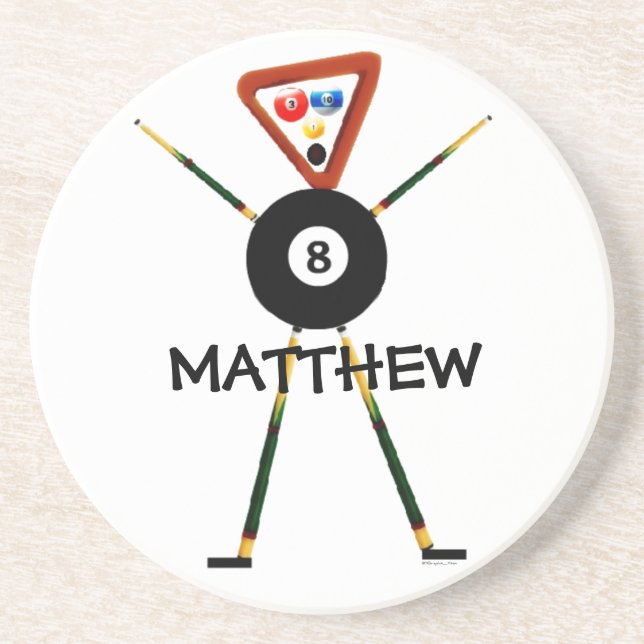 Porta-copos De Arenito Cartoon do Billiards Player (Frente)