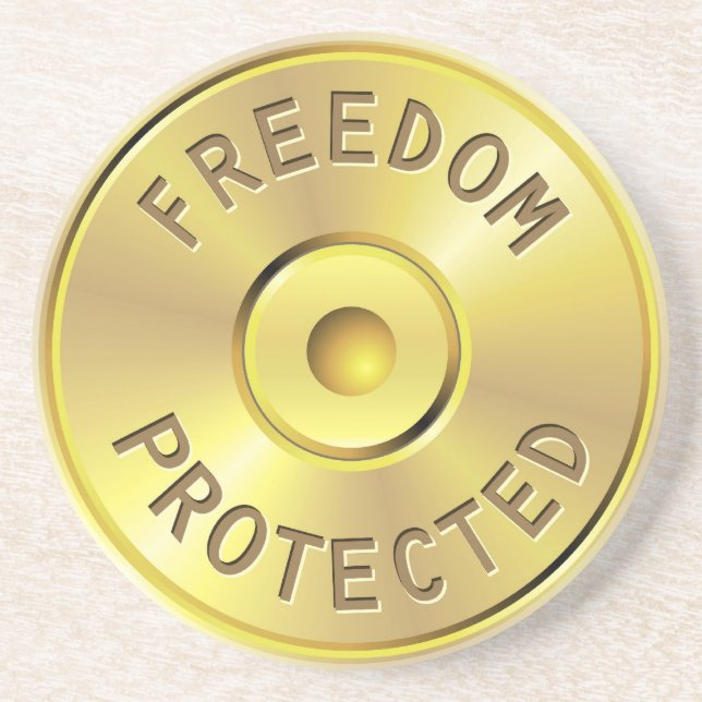 Porta-copos De Arenito Cartucho de uma bala ateada fogo, liberdade da (Frente)