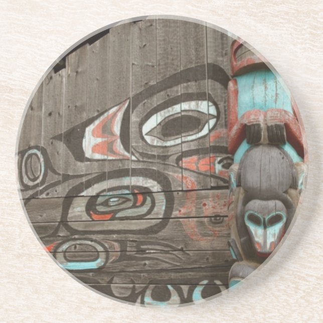 Porta-copos De Arenito Casa tribal de Chilkat (Frente)