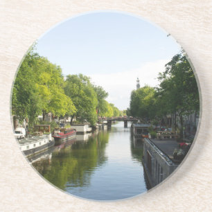 Porta-copos De Arenito Casas flutuantes no Canal Prinsengracht Amsterdam