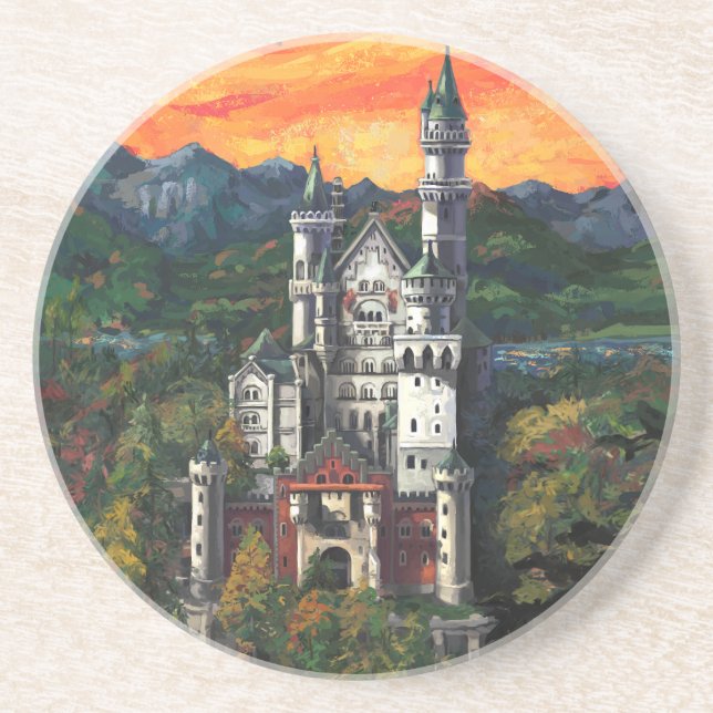 Porta-copos De Arenito Castelo Schloss Neuschwanstein (Frente)