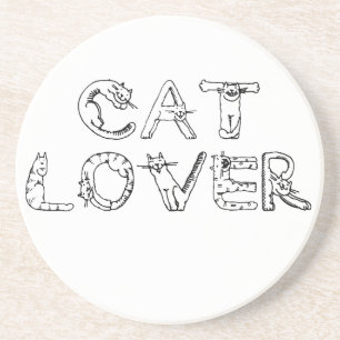 Porta-copos De Arenito Cat Lover no Cat Font