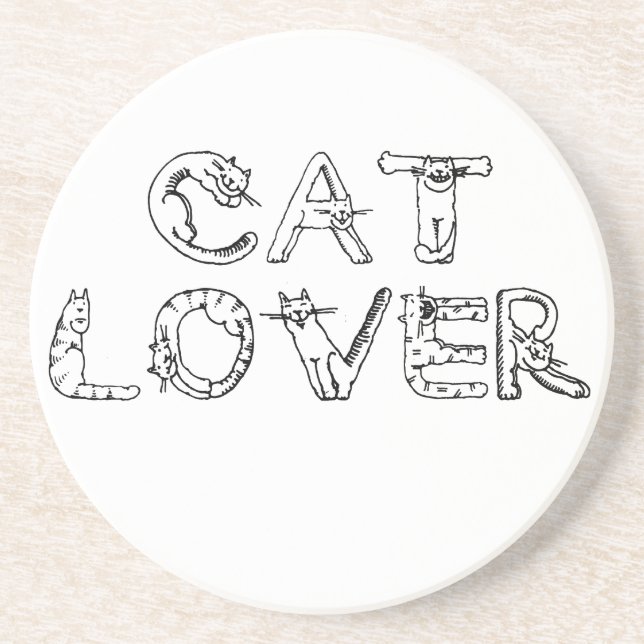 Porta-copos De Arenito Cat Lover no Cat Font (Frente)