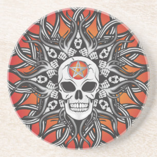 Porta-copos De Arenito Caveira do gótico - Laranja