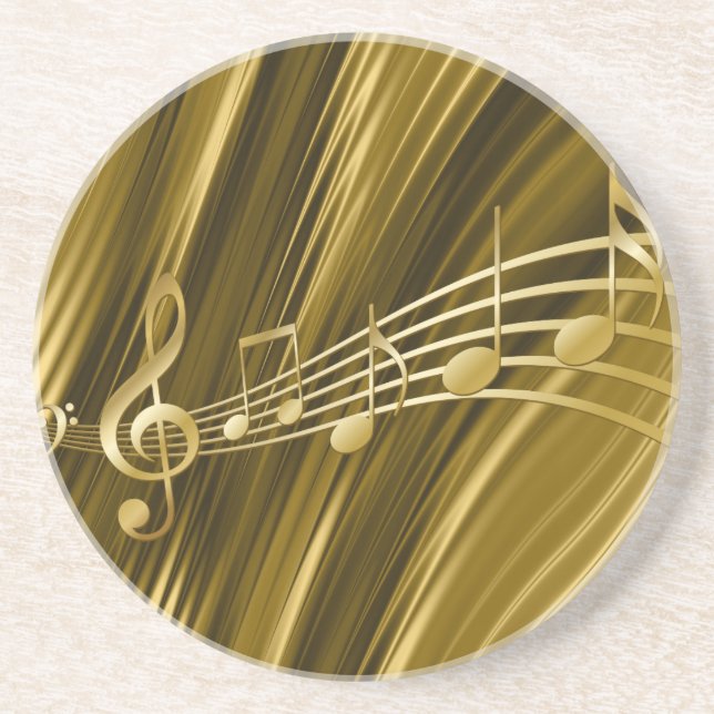 Porta-copos De Arenito chave de violino de ouro (Frente)