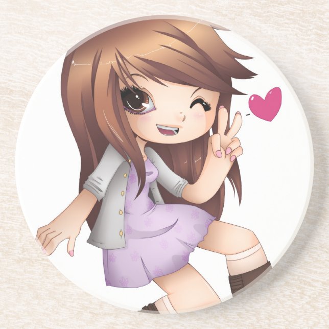 Porta copos de arenito Chibi TK (Frente)