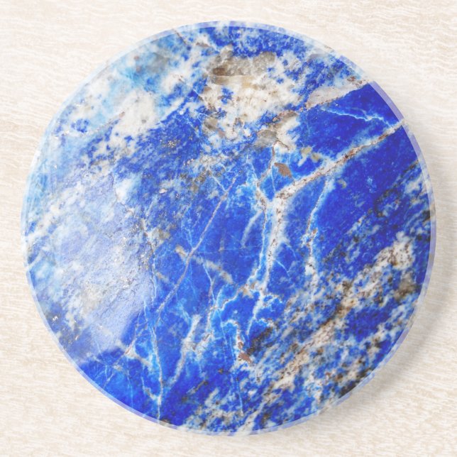 Porta-copos De Arenito Chic Modern Blue Marble Stone (Frente)