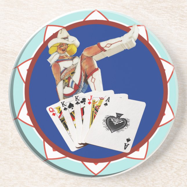 Porta-copos De Arenito Chip De Poker Sally Glitter (Frente)