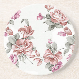 Porta-copos De Arenito Chique Vintage Flores Femininas Desgastadas