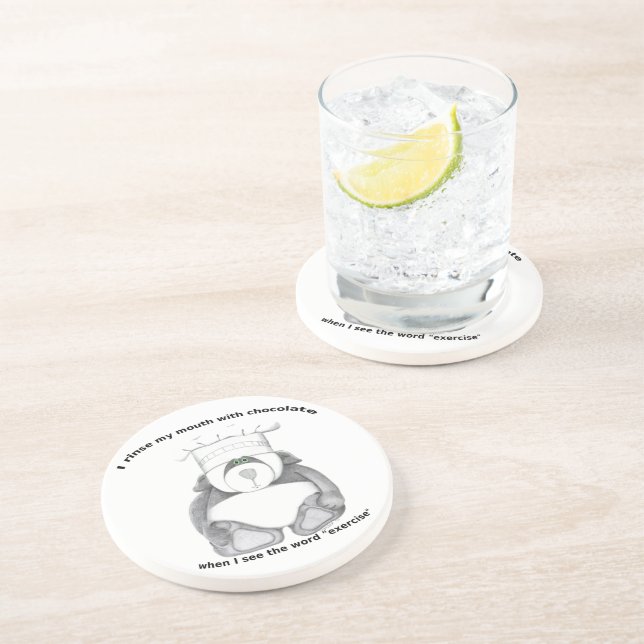 Porta-copos De Arenito Chocolate de Chef de Panda Bear (Lateral)