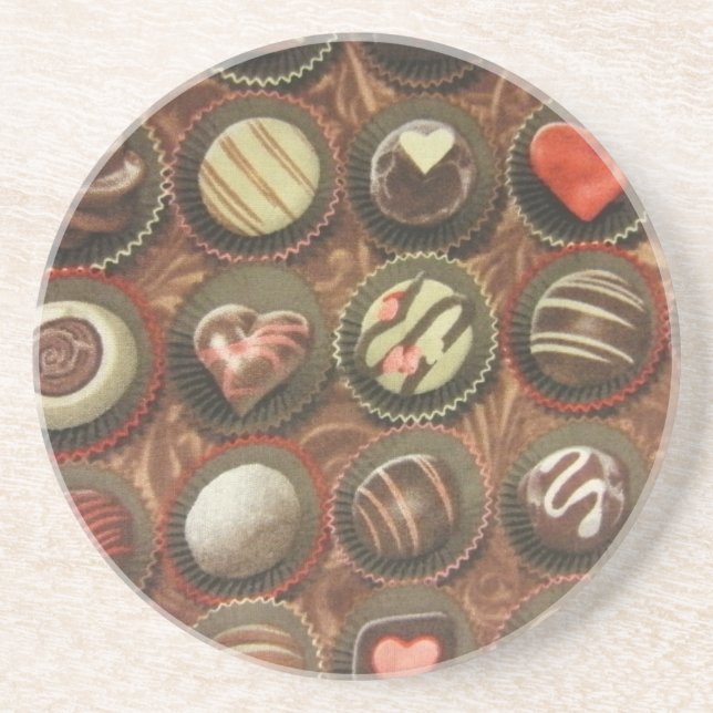 Porta-copos De Arenito Chocolates & Truffles (Frente)