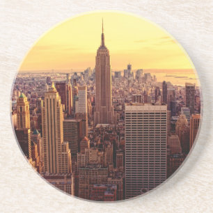 Porta-copos De Arenito Cidade da skyline de New York com estado do
