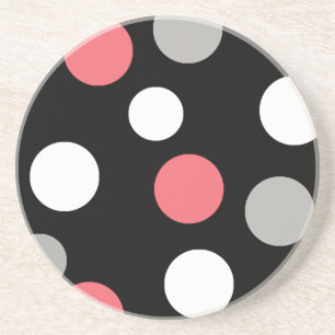 Porta-copos De Arenito Círculos de Bolas Cinza Padrão Coral Branco Cor-de