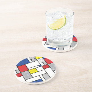 Porta-copos De Arenito Círculos Retro Mondrian Minimalista Arte Mod De St