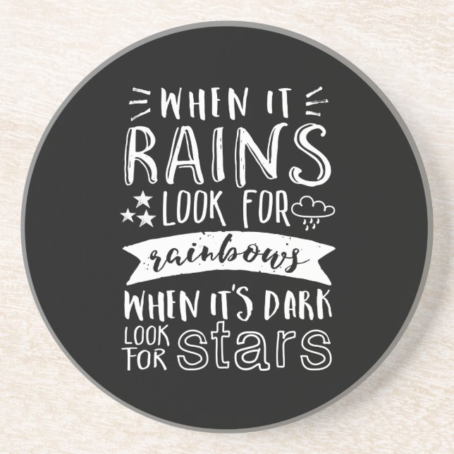 Porta-copos De Arenito Citação de Motivação Inspiracional Pense Positiva (Frente)