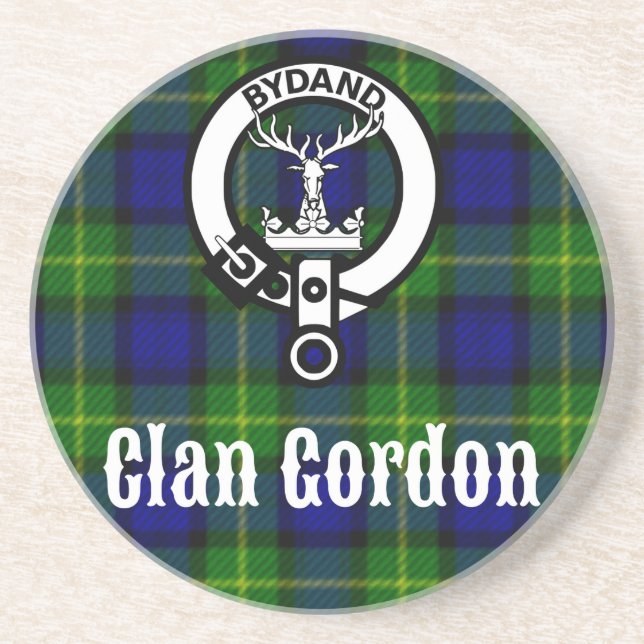 Porta-copos De Arenito Clan Gordon Tartan Crest (Frente)
