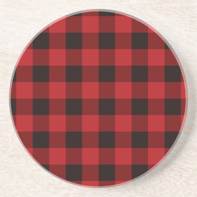 Porta-copos De Arenito Classic red and black plaid pattern (Frente)