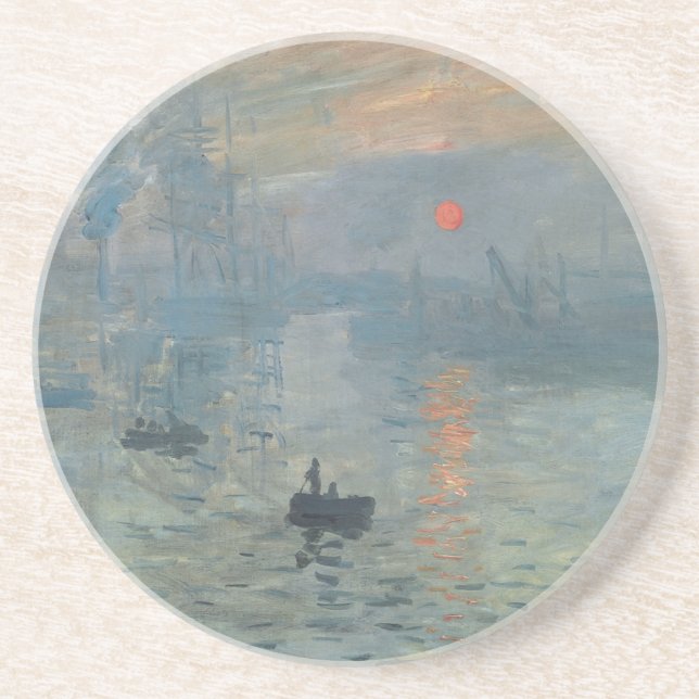 Porta-copos De Arenito Claude Monet Impression Sunrise Soleil Levant (Frente)