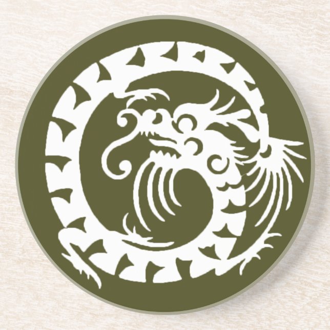Porta-copos De Arenito COBRA DRAGON, verde e branco (Frente)