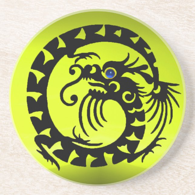 Porta-copos De Arenito COBRA NEGRO NO GEMstone Azul AMARELO (Frente)