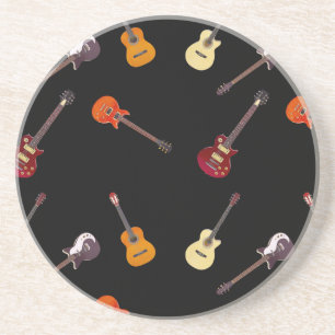 Porta-copos De Arenito Colagem da guitarra elétrica & acústica