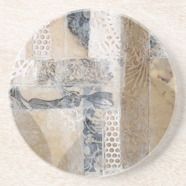 Porta-copos De Arenito Colagem de rendas I (Frente)