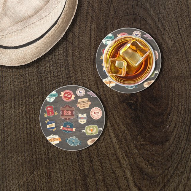 Porta-copos De Arenito Colagem de Rótulos de Cerveja Retroativa (Criador carregado)