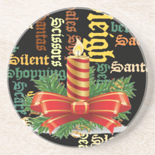 Porta-copos De Arenito Coleção de Artes de Palavras de Velas de Natal