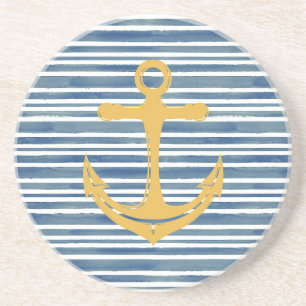 Porta copos de arenito com Dourada Ângulo Náutico 
