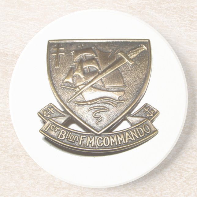 Porta-copos De Arenito Comando Kieffer - Insigne 1er BFMC (Frente)