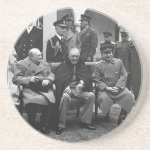 Porta-copos De Arenito Conferência de Ialta Roosevelt Stalin Churchill 1