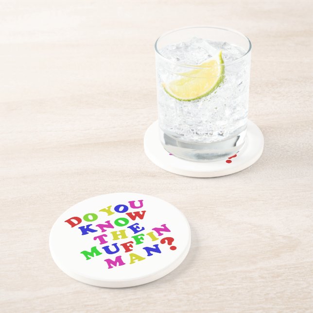 Porta-copos De Arenito Conhece o Homem Muffin? (Lateral)