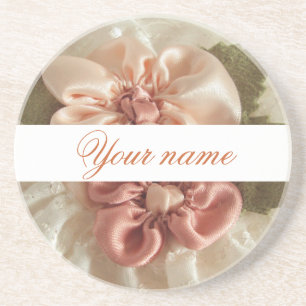 Porta-copos De Arenito Cor-De-Rosa De Salmão Personalizada E Flor De Pêss