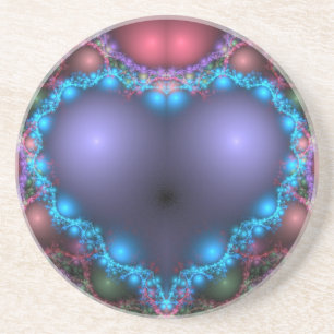 Porta-copos De Arenito Coração Azul