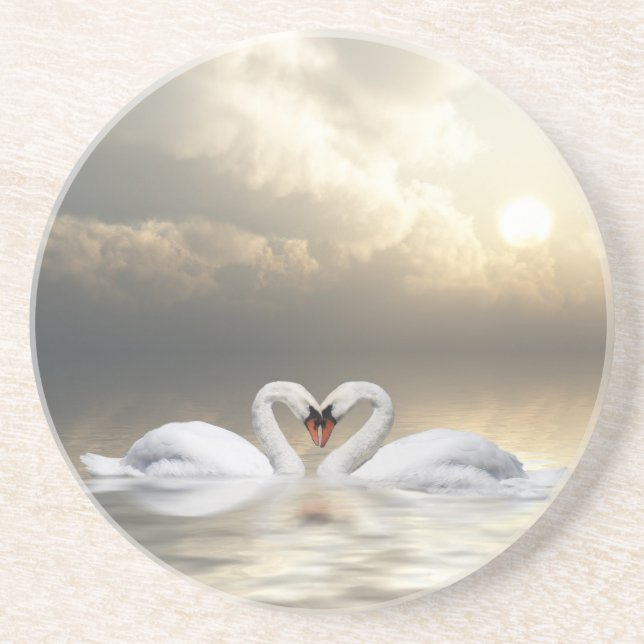 Porta-copos De Arenito Coração dos cisnes (Frente)
