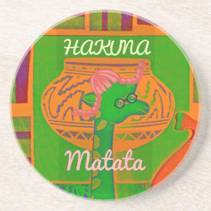 Porta-copos De Arenito Cores de Girafa Verde Rasta Ouro Vermelho Africano