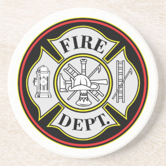 Porta-copos De Arenito Crachá redondo do departamento dos bombeiros